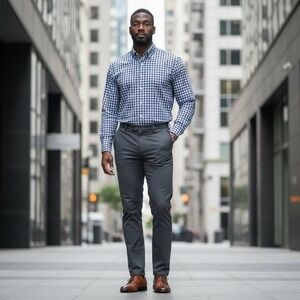 BUNDLE Michael Kors Mens Slim Fit Travel Stretch Dress Shirts SZ SM Brown & Blue